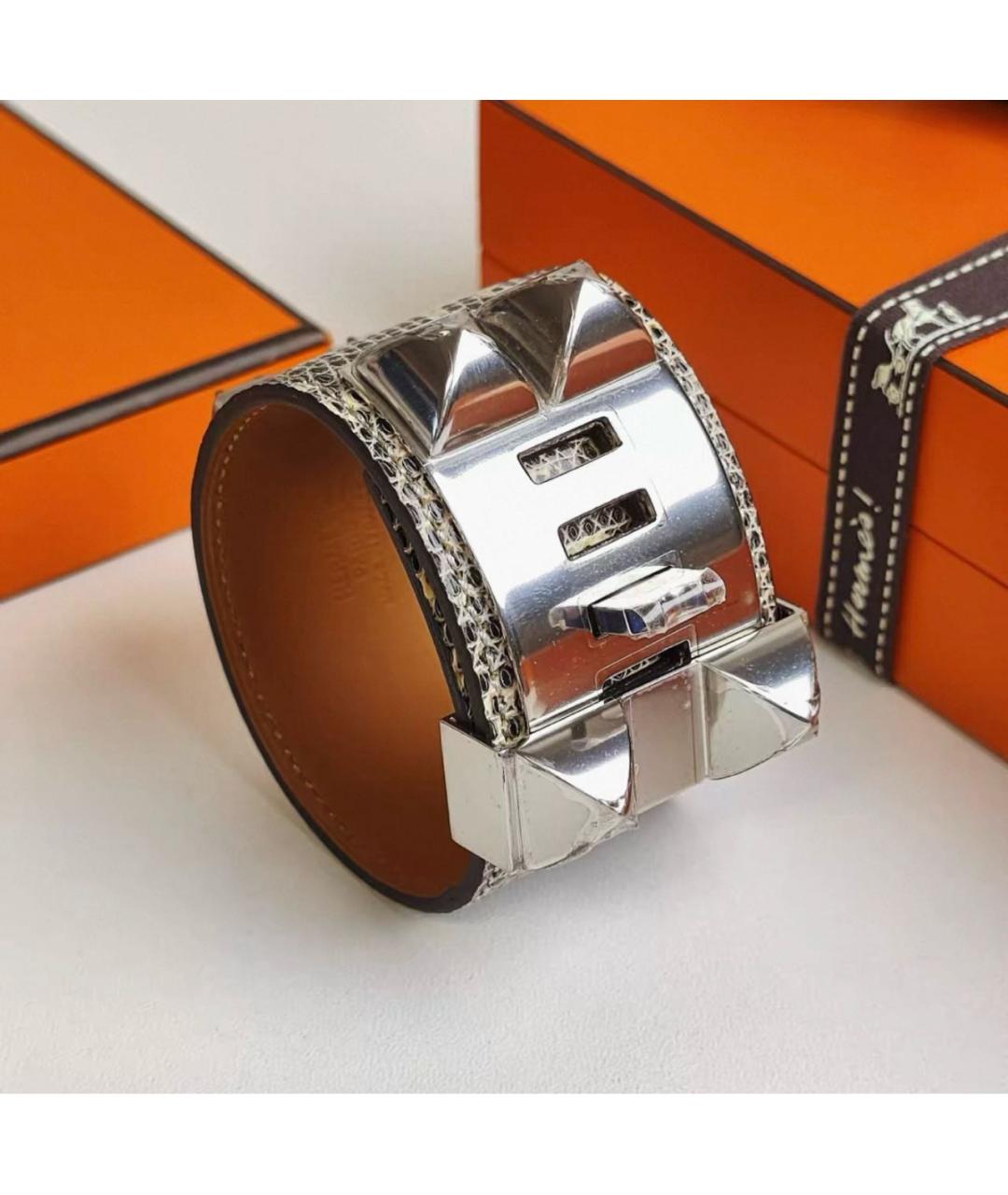 HERMES Серый браслет из экзотической кожи, фото 3