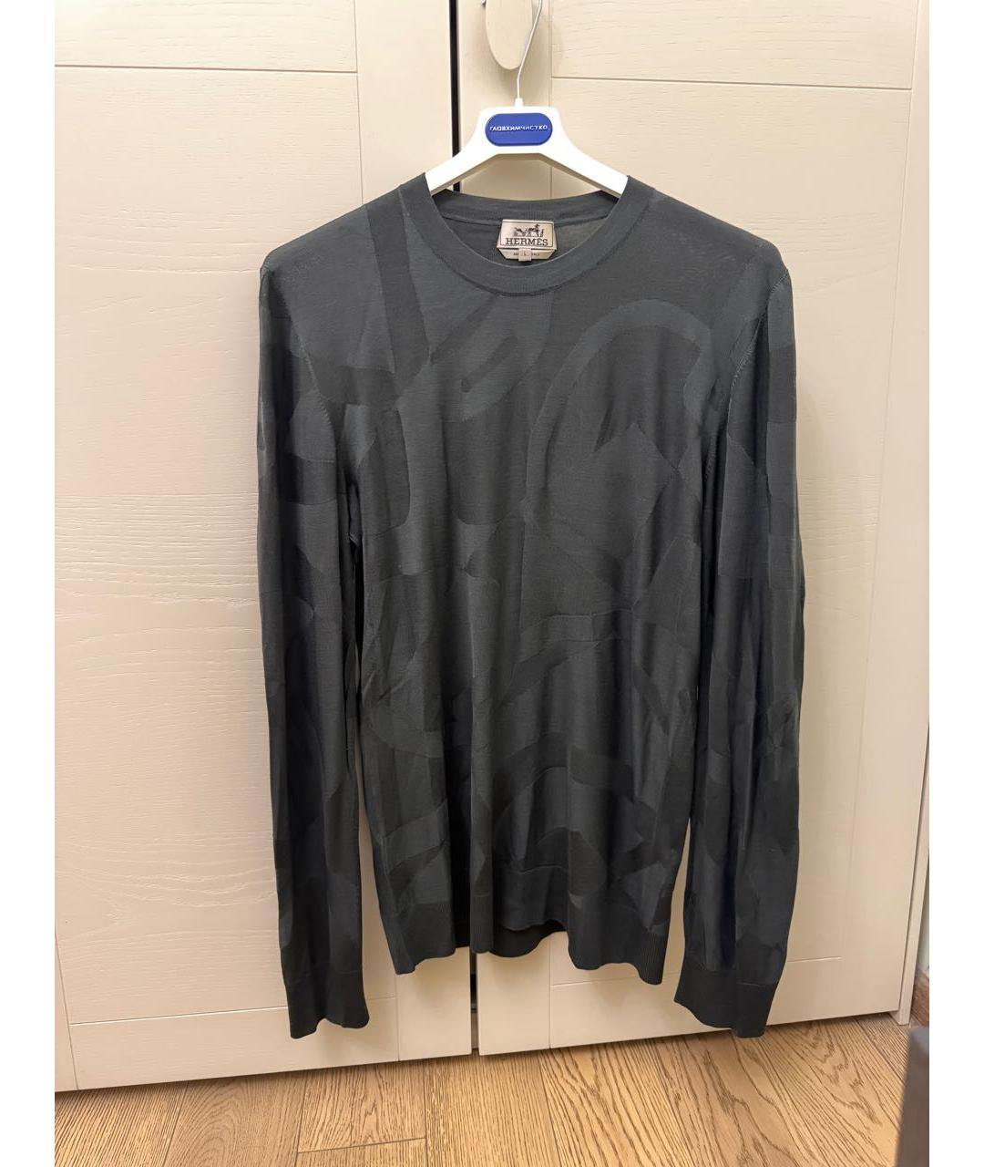 HERMES Антрацитовый шерстяной джемпер / свитер, фото 5