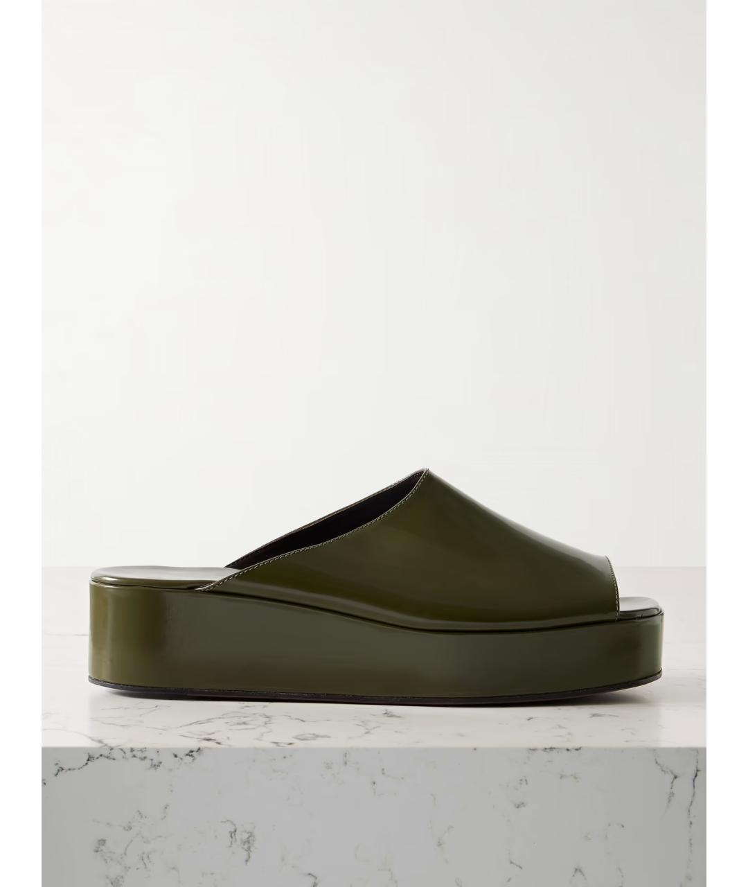 THE ROW Хаки кожаные шлепанцы, фото 4