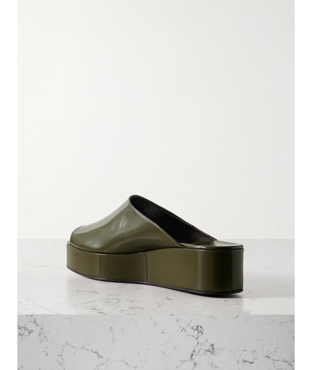 THE ROW Хаки кожаные шлепанцы, фото 3