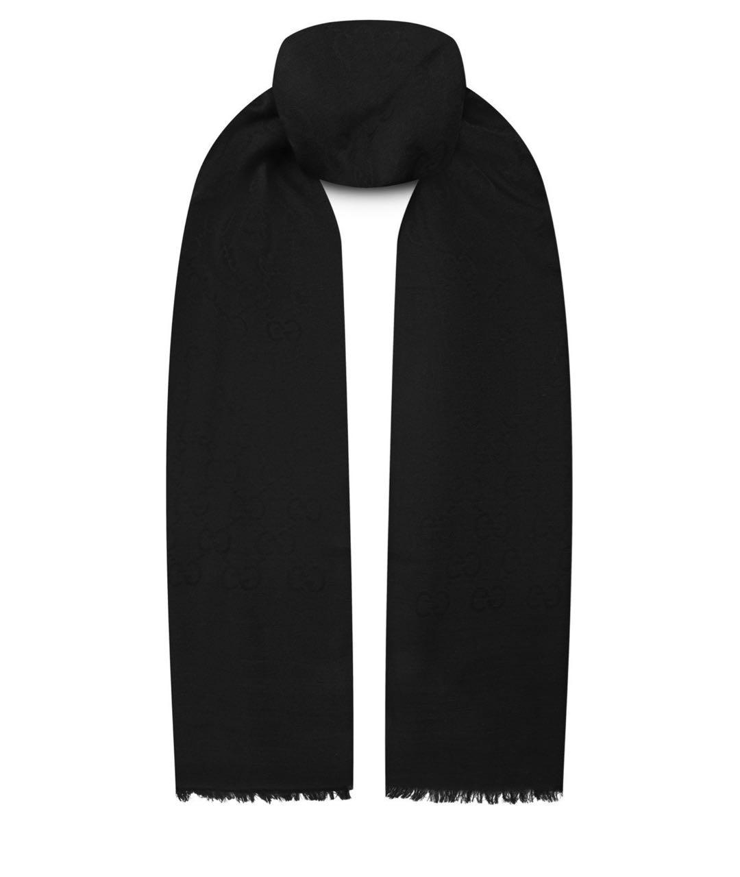 GUCCI Черный шерстяной шарф, фото 1