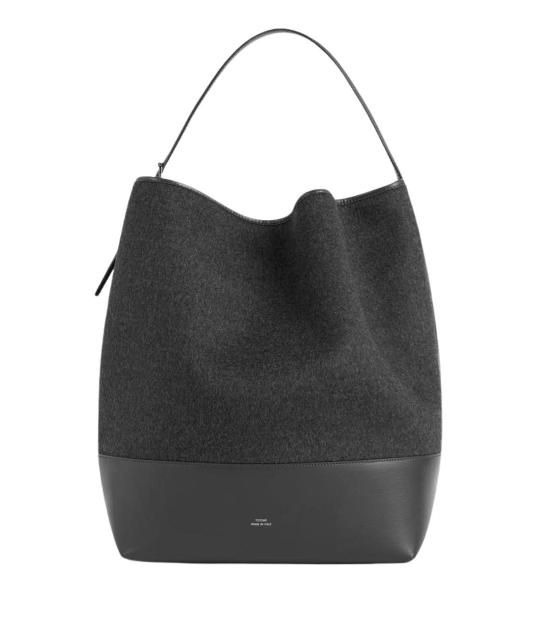 TOTEME Антрацитовая шерстяная сумка тоут, фото 1