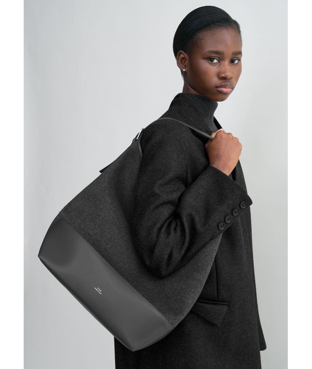 TOTEME Антрацитовая шерстяная сумка тоут, фото 2