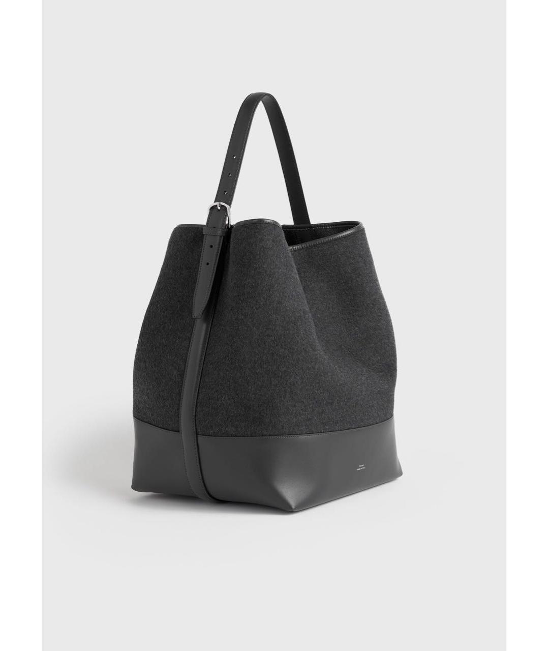 TOTEME Антрацитовая шерстяная сумка тоут, фото 4