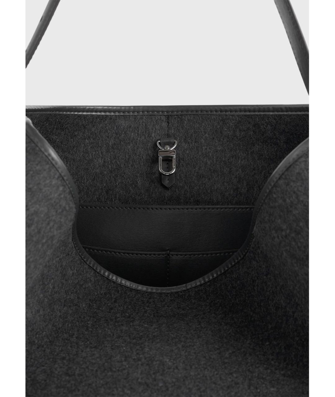 TOTEME Антрацитовая шерстяная сумка тоут, фото 5