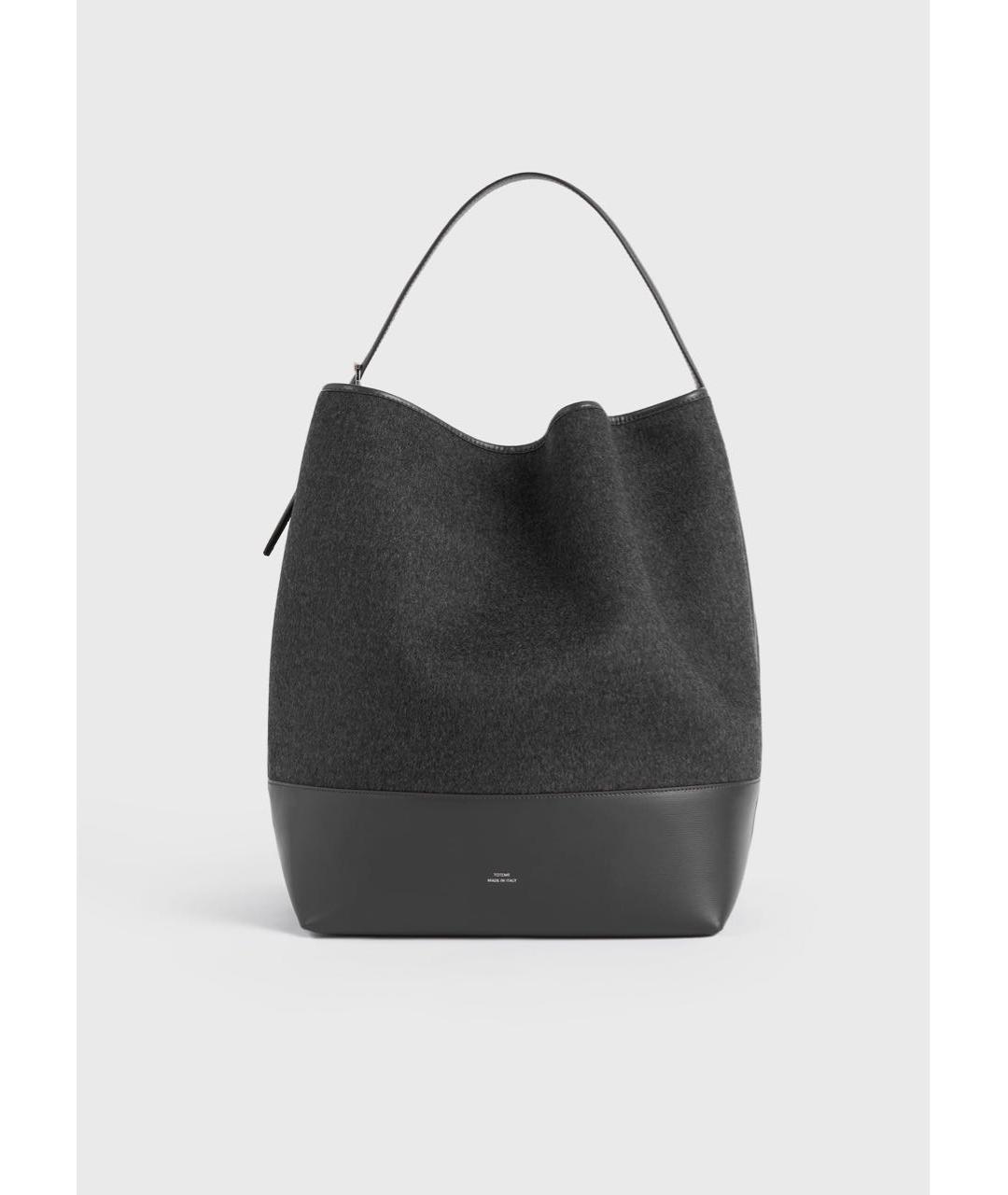 TOTEME Антрацитовая шерстяная сумка тоут, фото 6
