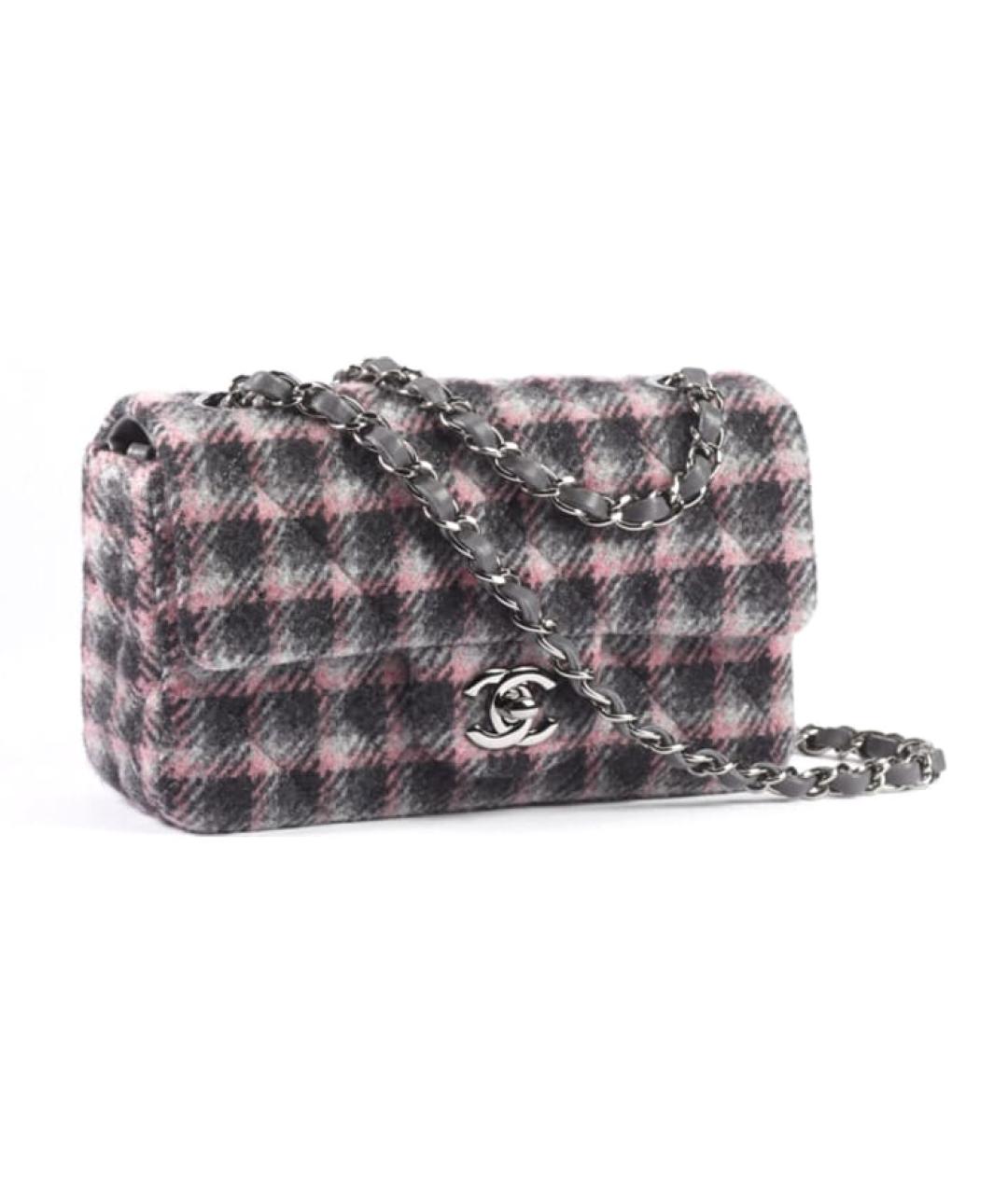 CHANEL Серая шерстяная сумка через плечо, фото 2