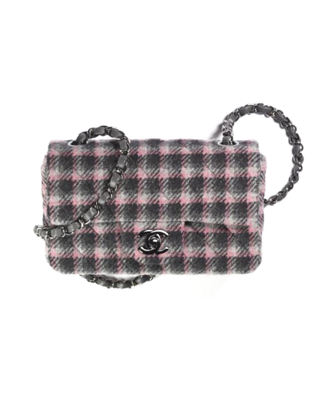 CHANEL Серая шерстяная сумка через плечо, фото 1