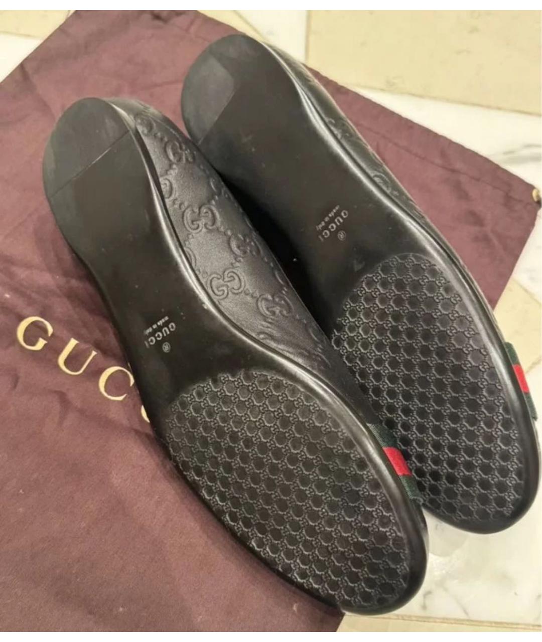 GUCCI Черные кожаные балетки, фото 3