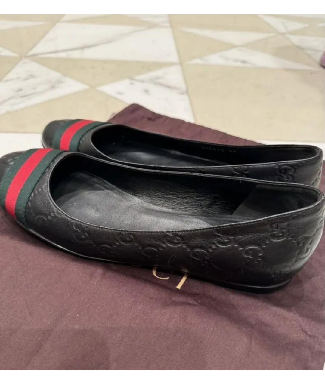 GUCCI Черные кожаные балетки, фото 4