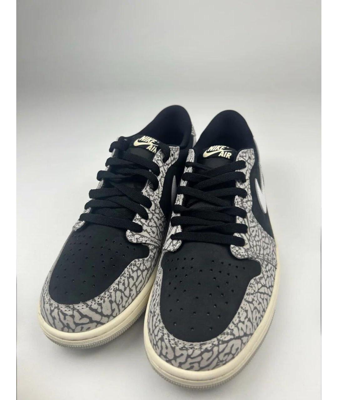 NIKE Антрацитовые кожаные низкие кроссовки / кеды, фото 2