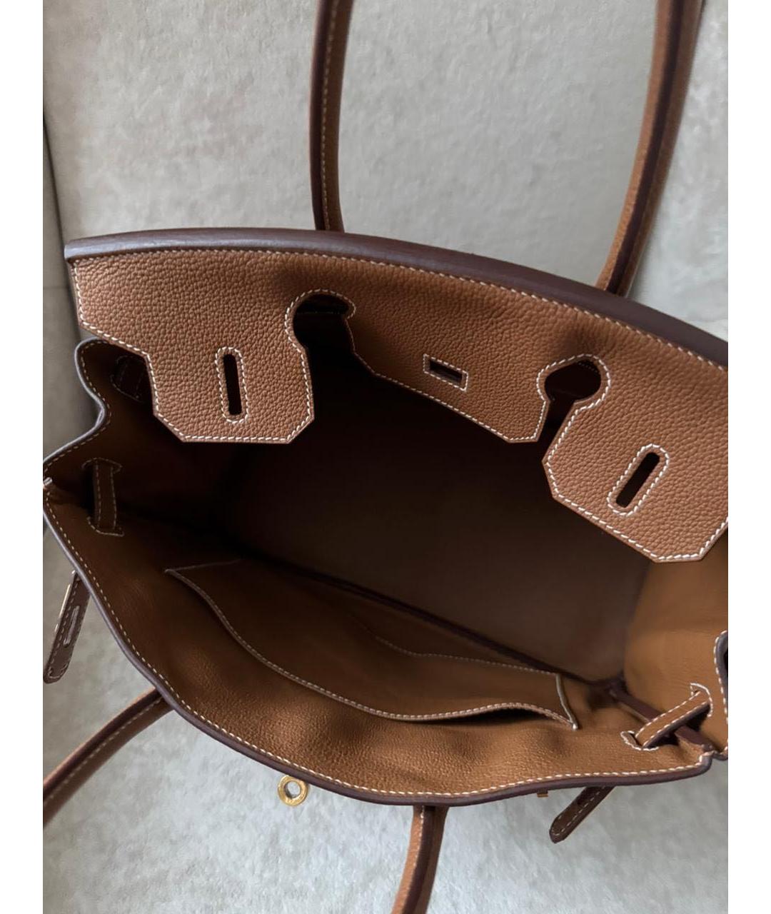 HERMES Коричневая кожаная сумка с короткими ручками, фото 4