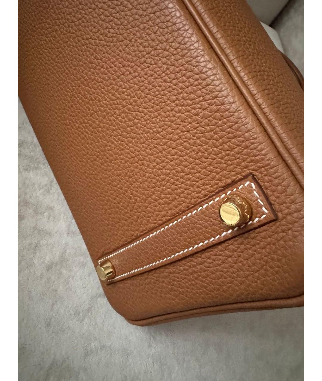 HERMES Коричневая кожаная сумка с короткими ручками, фото 7