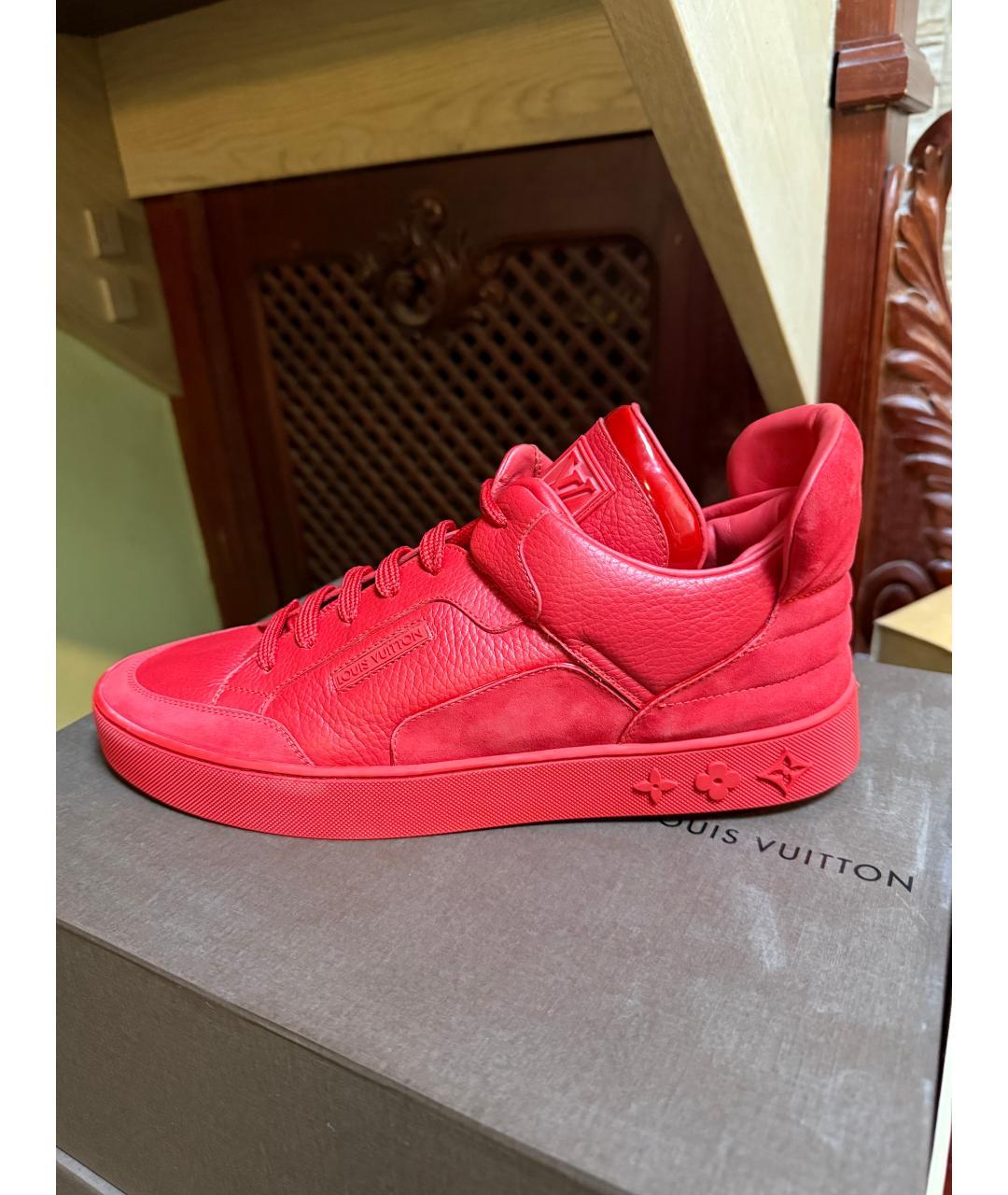 LOUIS VUITTON Красные кожаные высокие кроссовки / кеды, фото 6