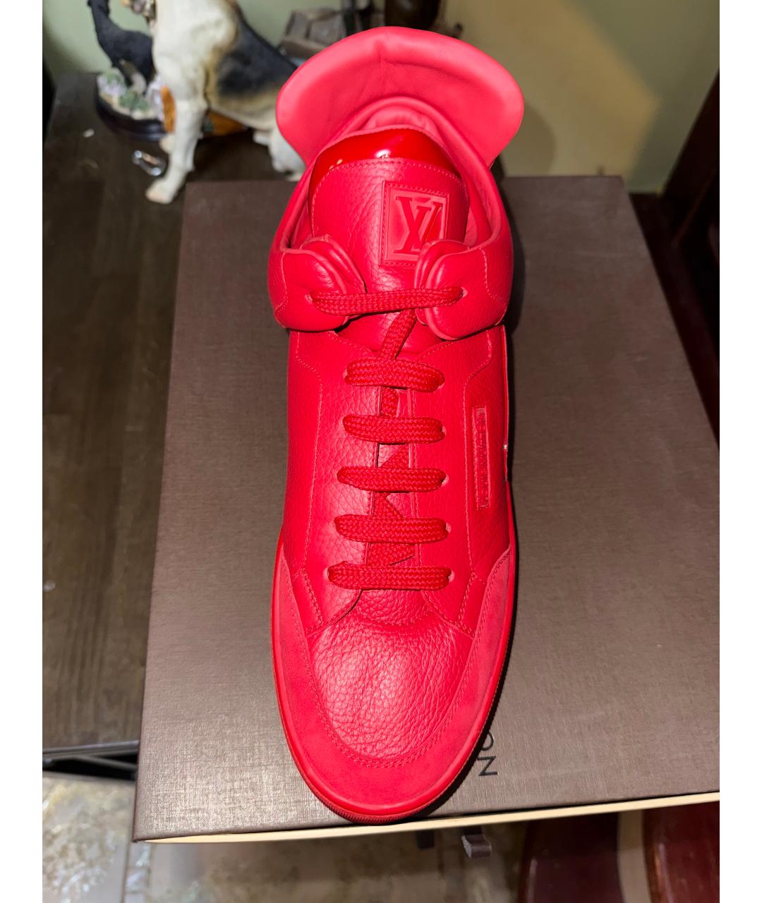 LOUIS VUITTON Красные кожаные высокие кроссовки / кеды, фото 4