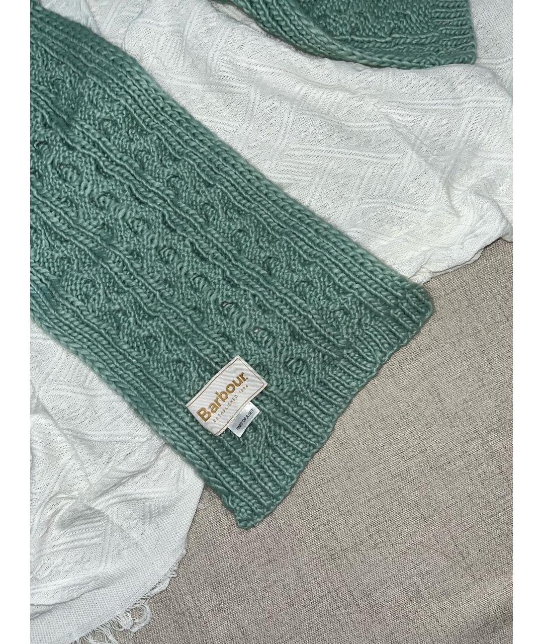 BARBOUR Зеленый шерстяной шарф, фото 6