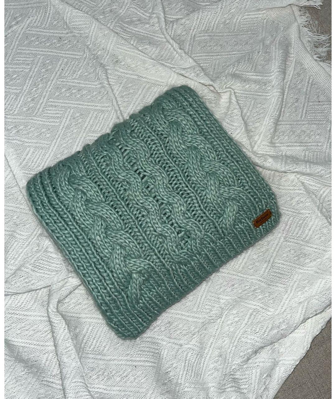 BARBOUR Зеленый шерстяной шарф, фото 5