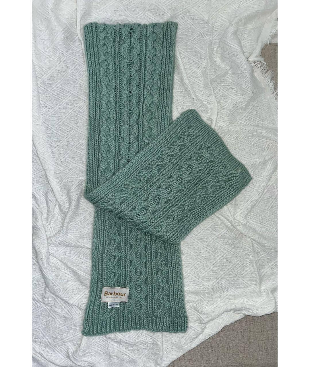 BARBOUR Зеленый шерстяной шарф, фото 2