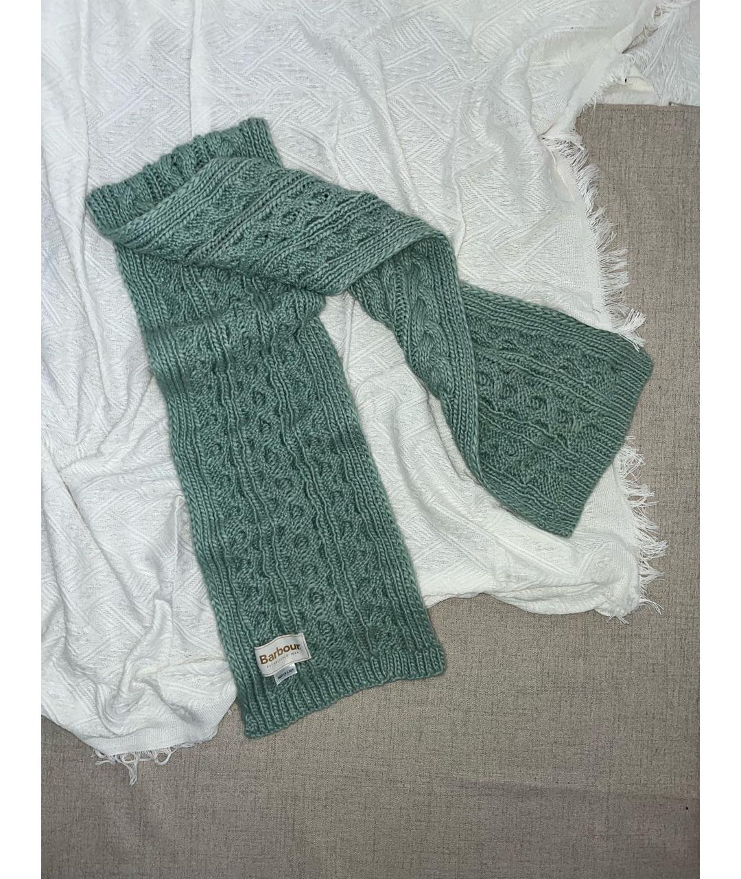 BARBOUR Зеленый шерстяной шарф, фото 3