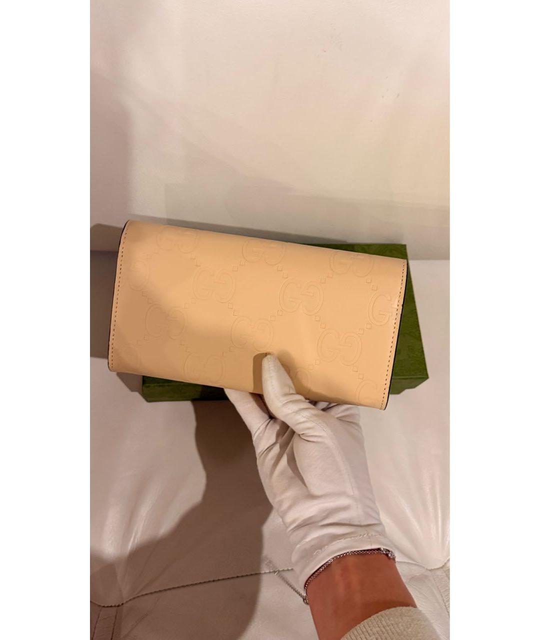GUCCI Бежевый кожаный кошелек, фото 7