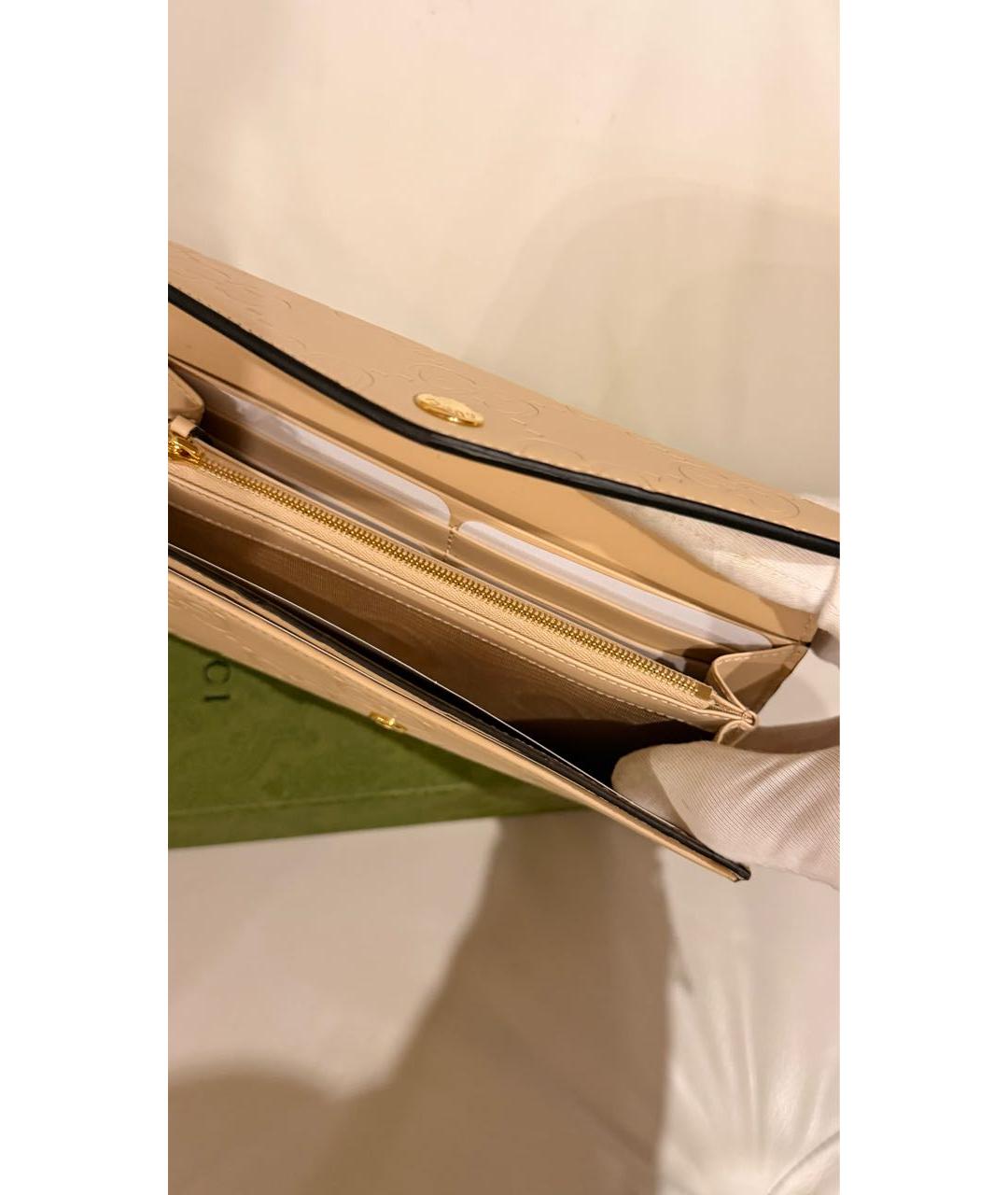 GUCCI Бежевый кожаный кошелек, фото 5