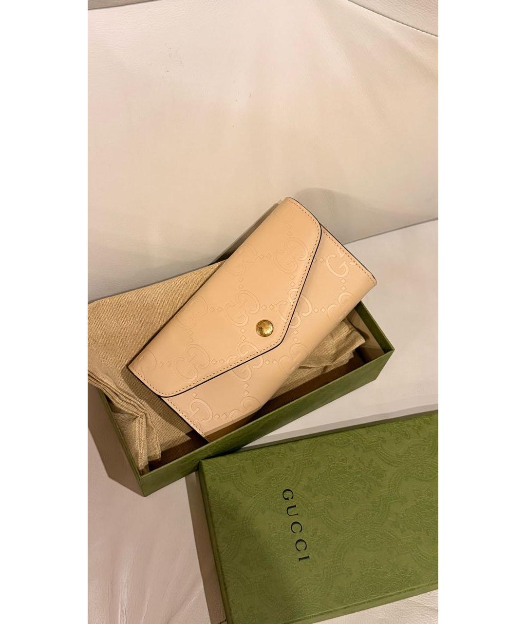 GUCCI Бежевый кожаный кошелек, фото 2