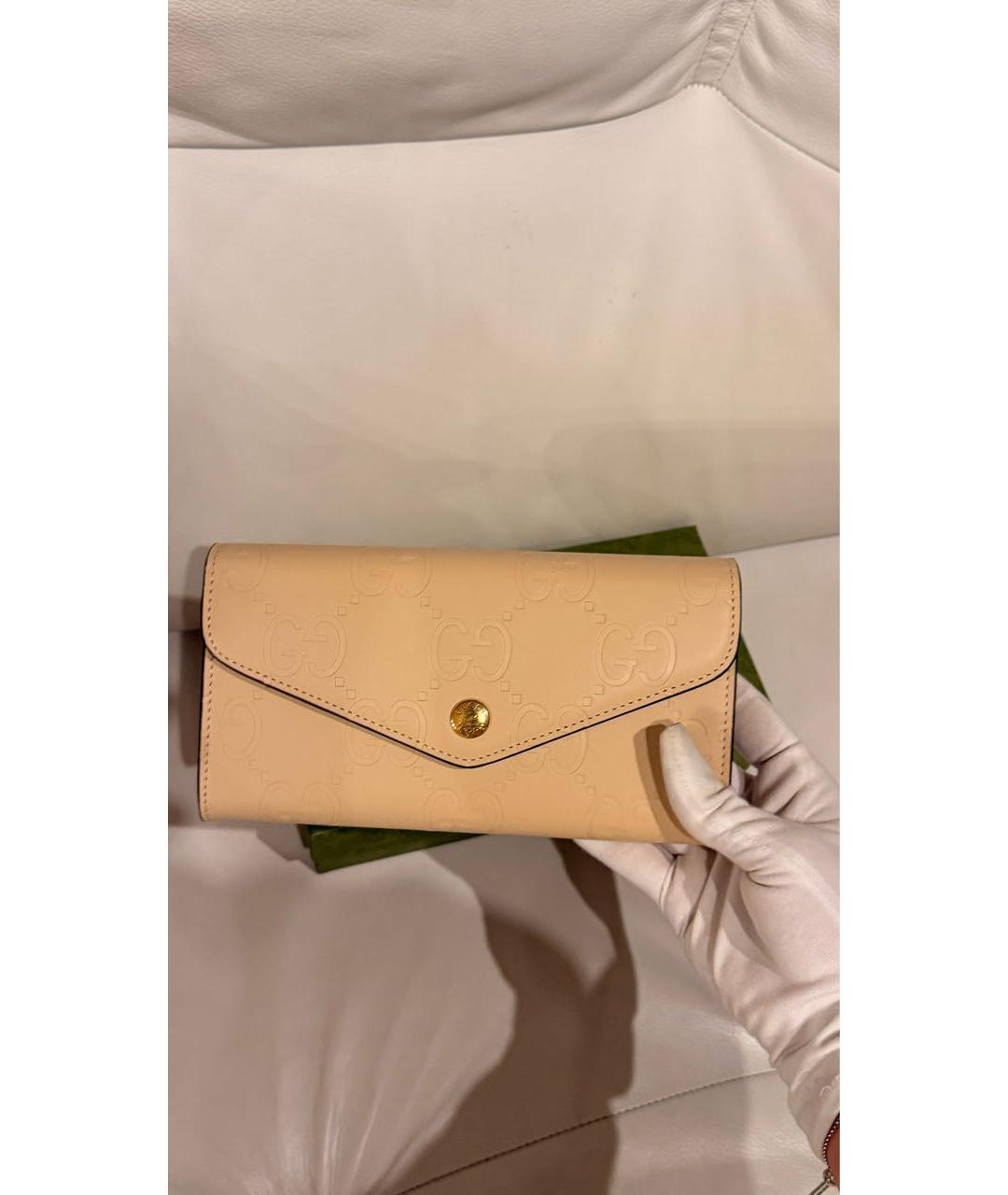 GUCCI Бежевый кожаный кошелек, фото 4
