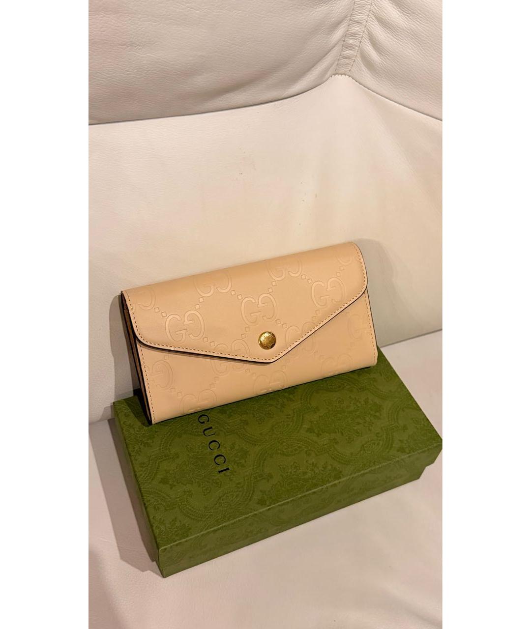 GUCCI Бежевый кожаный кошелек, фото 3