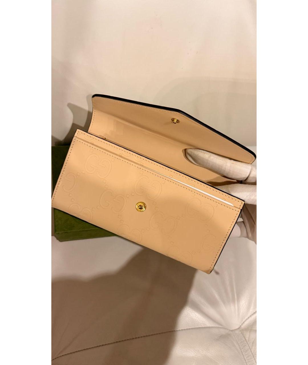 GUCCI Бежевый кожаный кошелек, фото 6