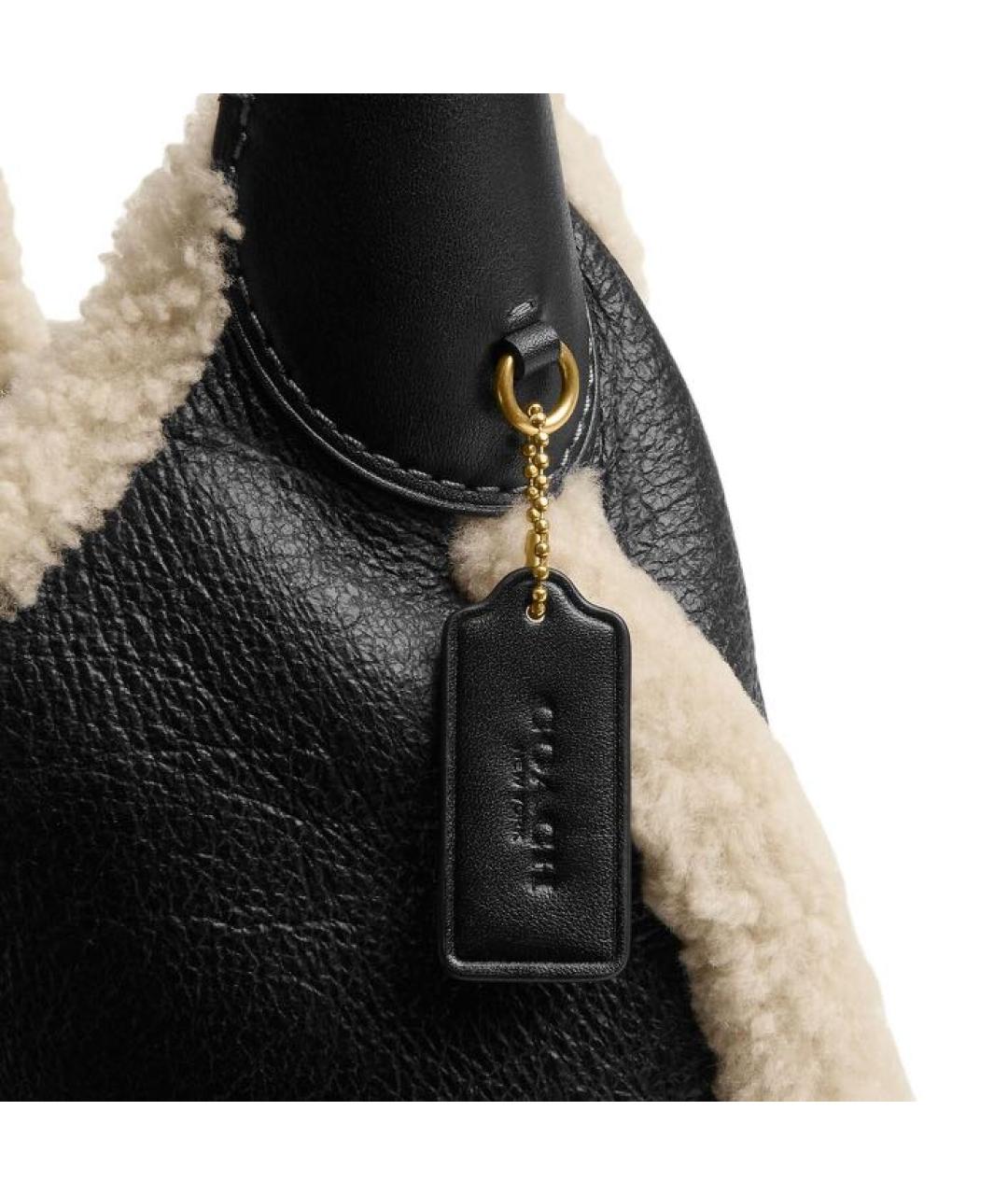 COACH Черная кожаная сумка через плечо, фото 4