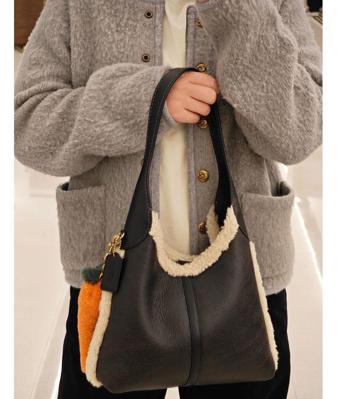 COACH Черная кожаная сумка через плечо, фото 6