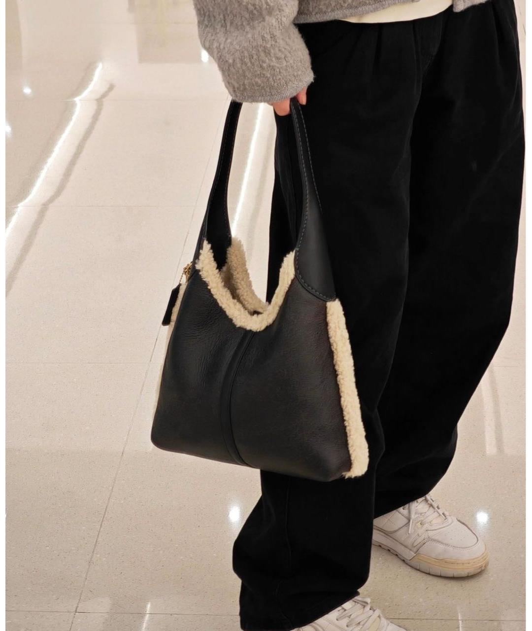 COACH Черная кожаная сумка через плечо, фото 7