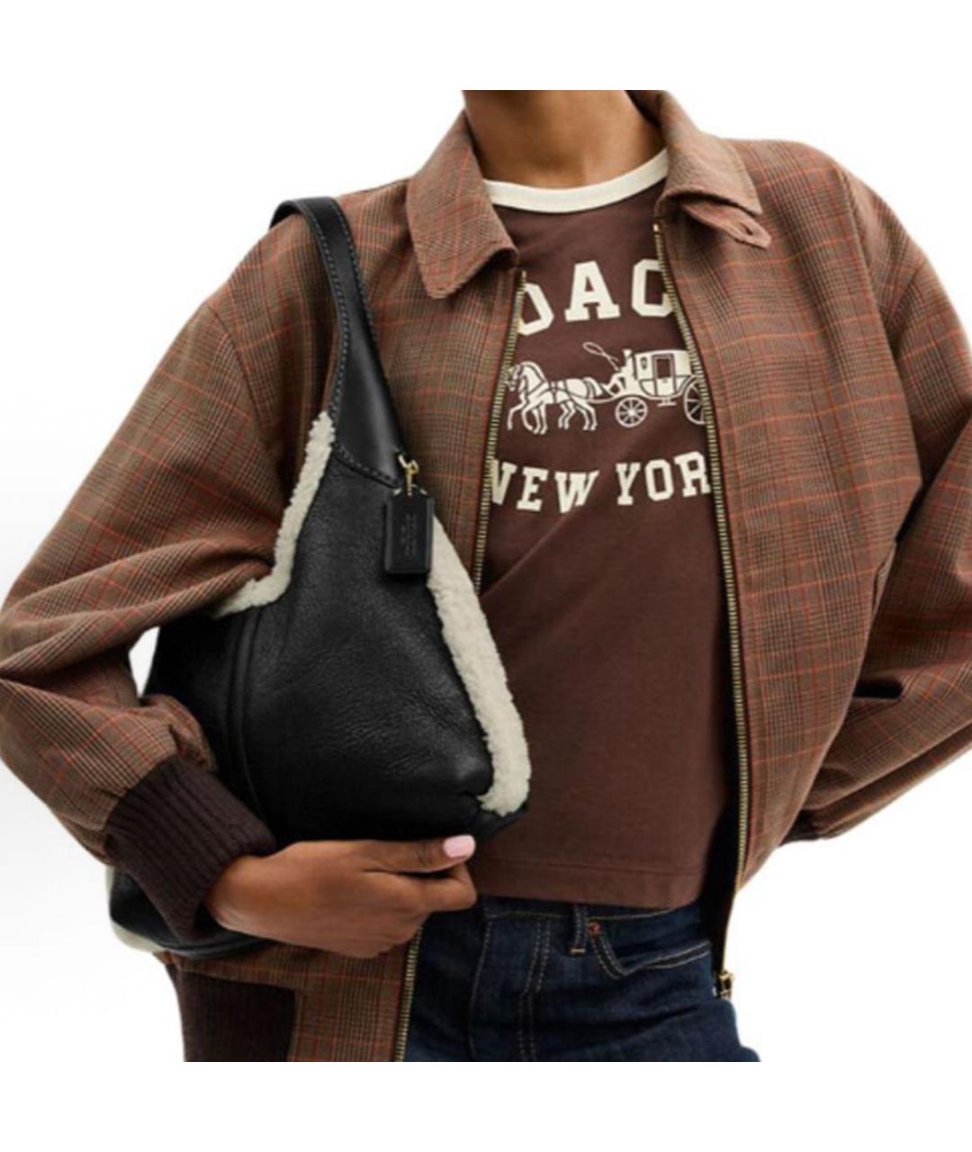 COACH Черная кожаная сумка через плечо, фото 5