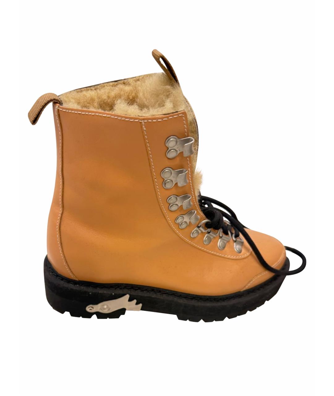 OFF-WHITE Бежевые кожаные ботинки, фото 1