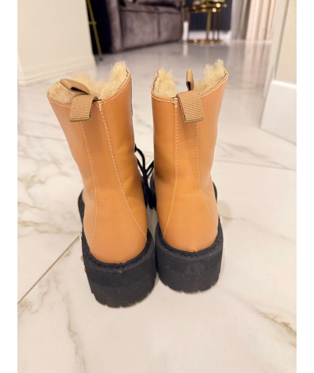 OFF-WHITE Бежевые кожаные ботинки, фото 4