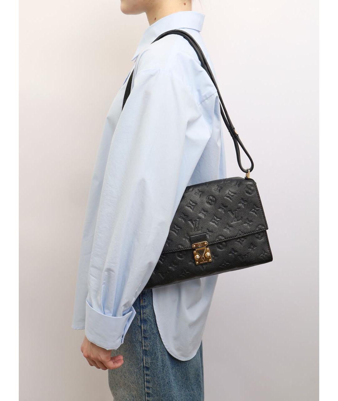 LOUIS VUITTON Черная кожаная сумка через плечо, фото 5