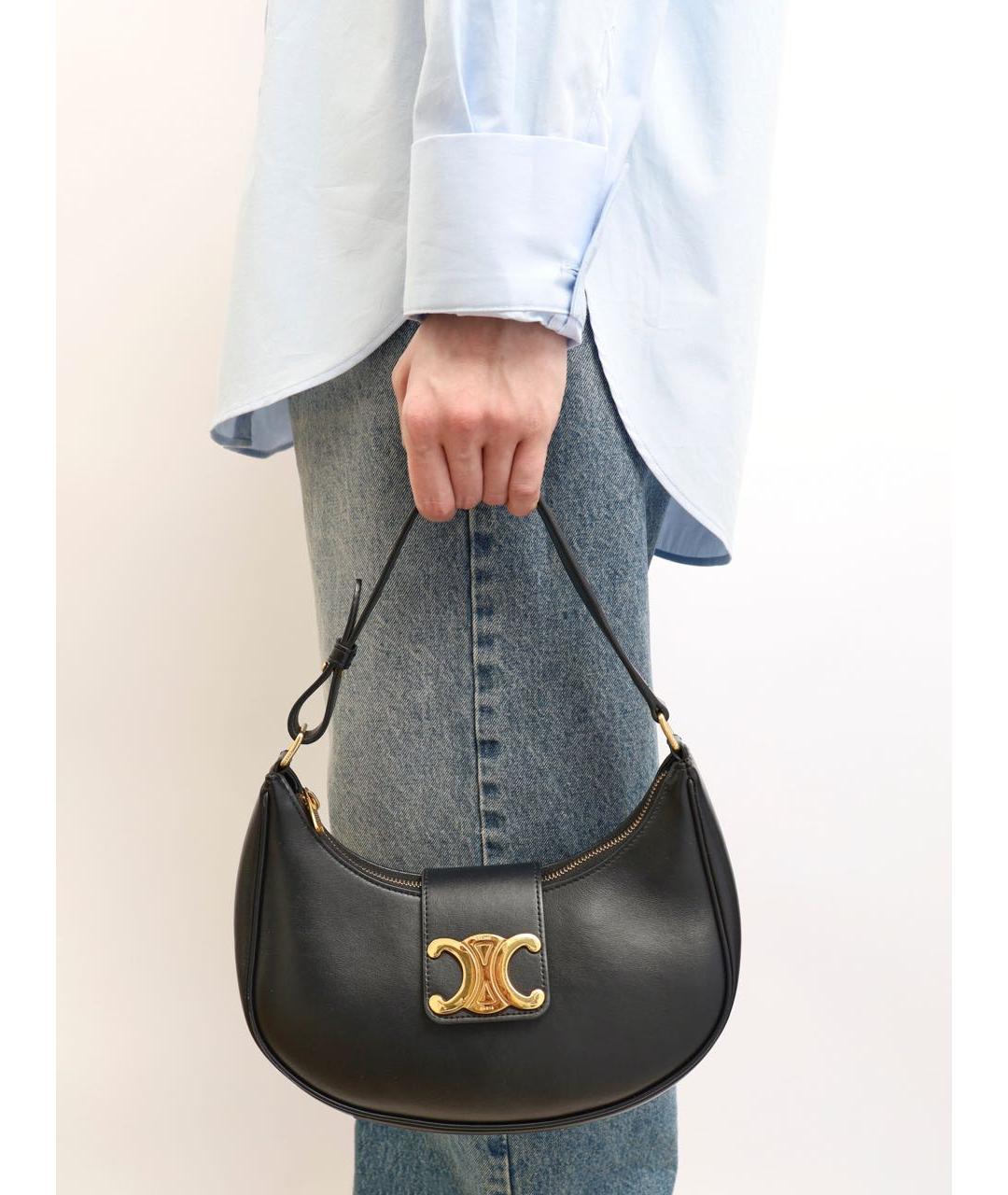 CELINE Черная кожаная сумка с короткими ручками, фото 5