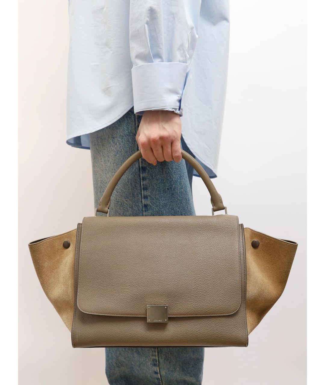 CELINE Бежевая кожаная сумка через плечо, фото 5