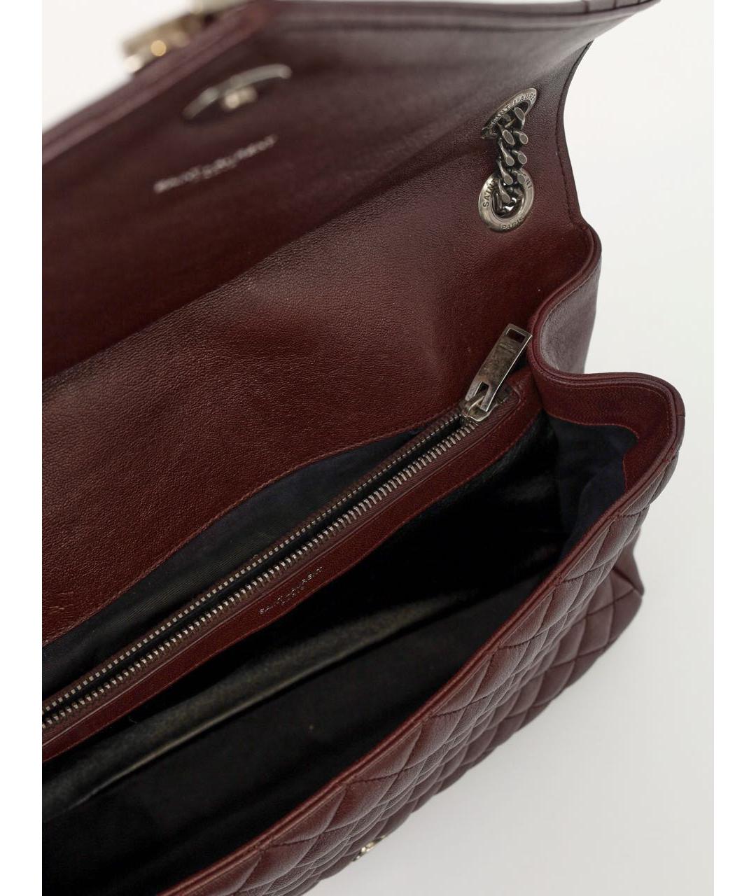 SAINT LAURENT Бордовая кожаная сумка через плечо, фото 3