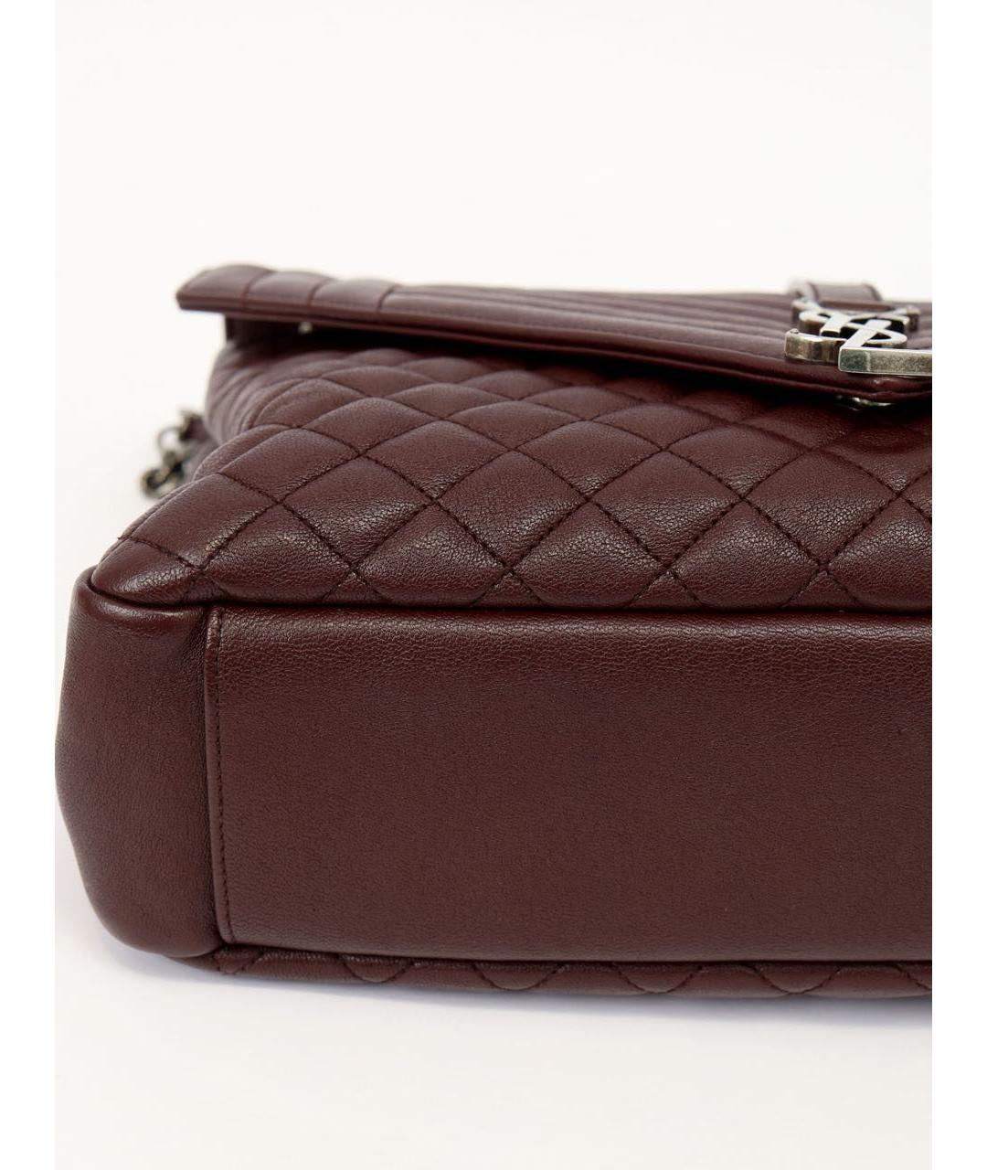 SAINT LAURENT Бордовая кожаная сумка через плечо, фото 8