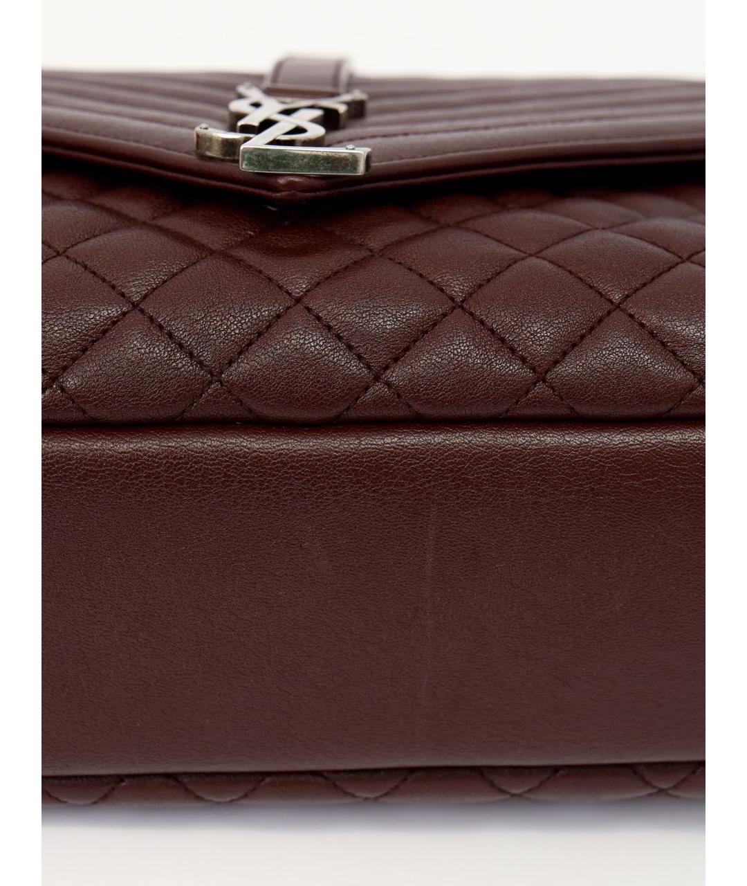 SAINT LAURENT Бордовая кожаная сумка через плечо, фото 6