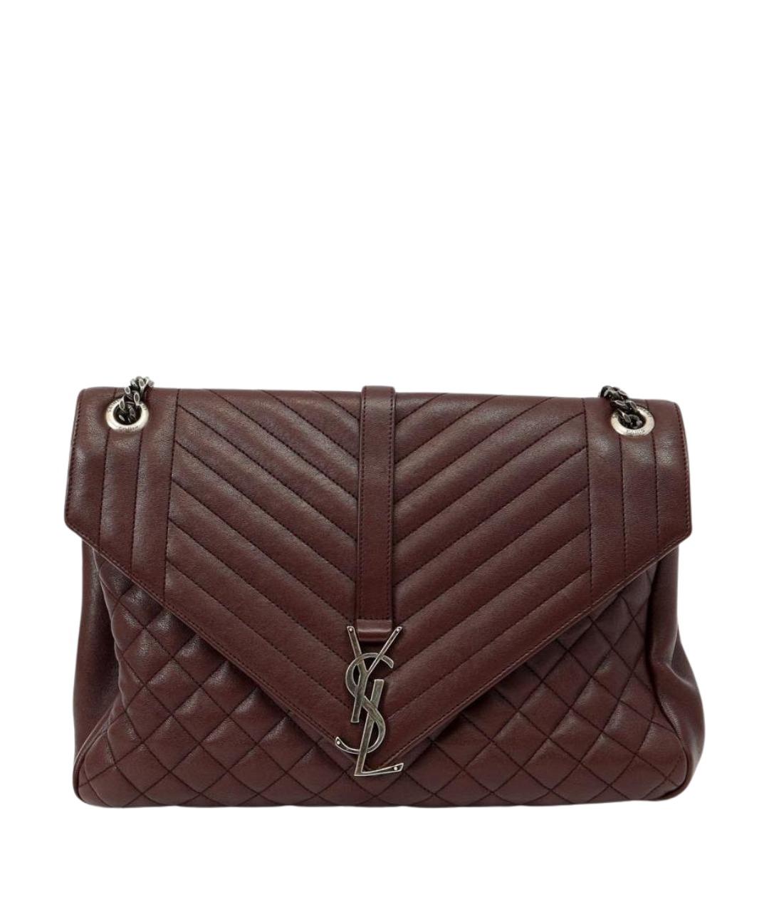 SAINT LAURENT Бордовая кожаная сумка через плечо, фото 1