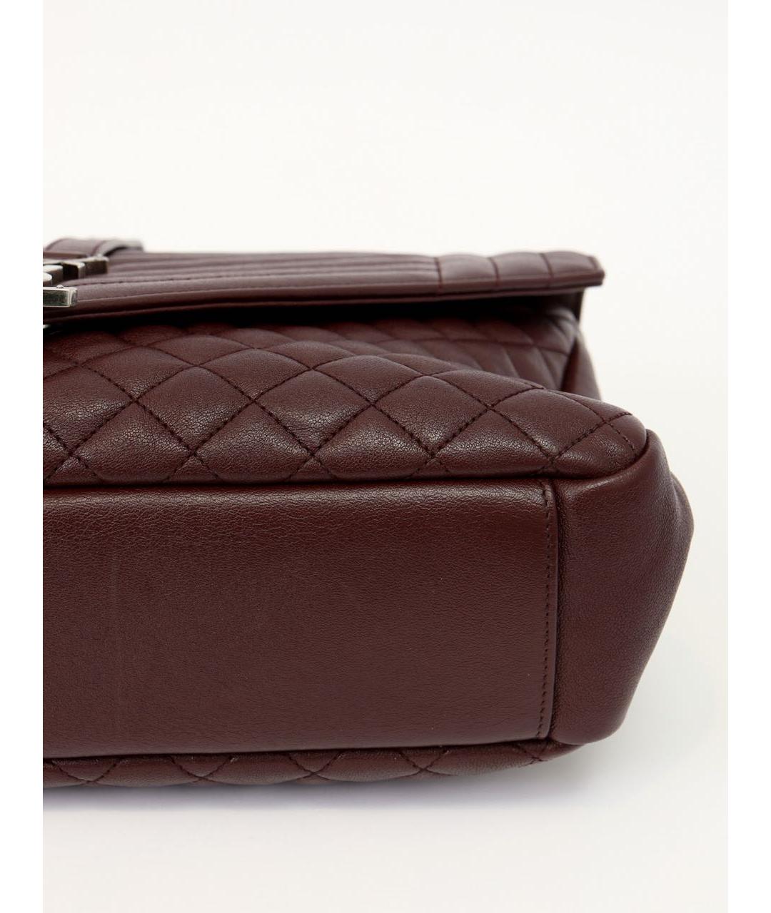 SAINT LAURENT Бордовая кожаная сумка через плечо, фото 7