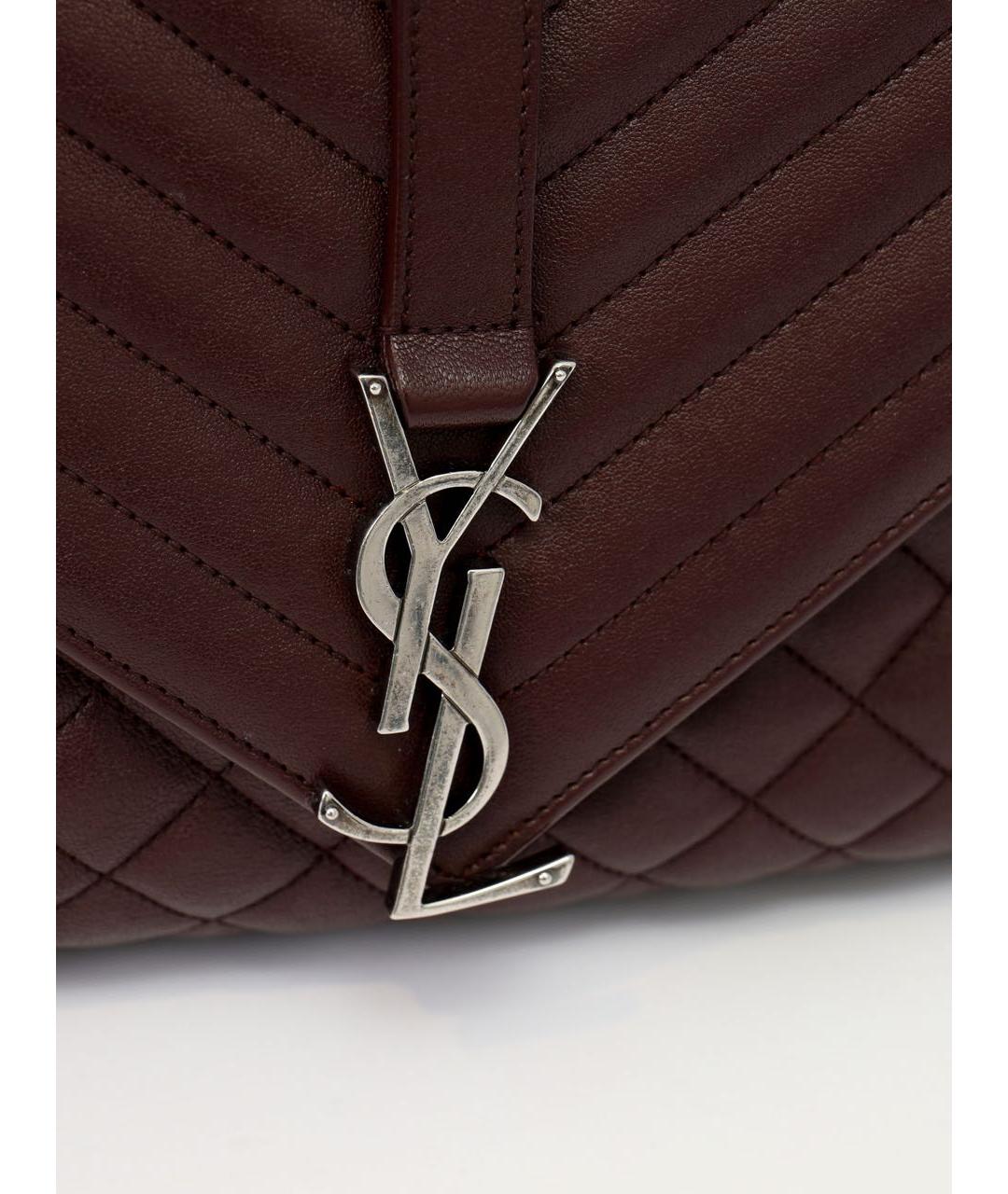SAINT LAURENT Бордовая кожаная сумка через плечо, фото 5