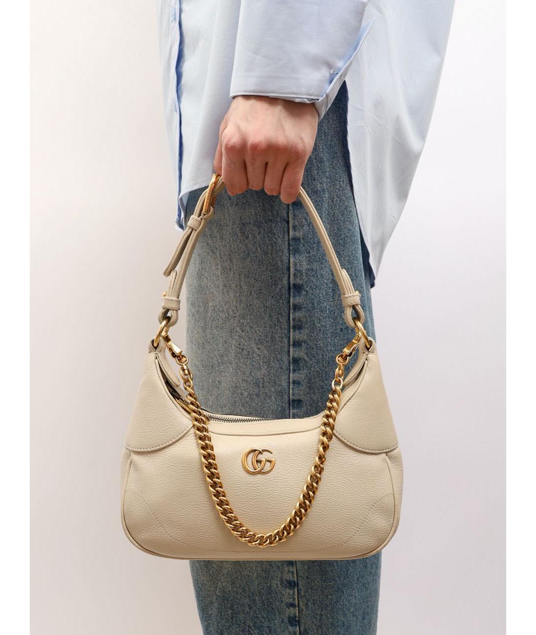 GUCCI Бежевая кожаная сумка через плечо, фото 2