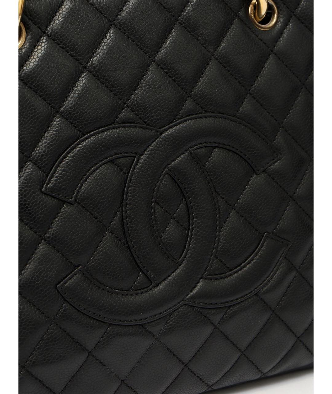 CHANEL Черная кожаная сумка тоут, фото 5