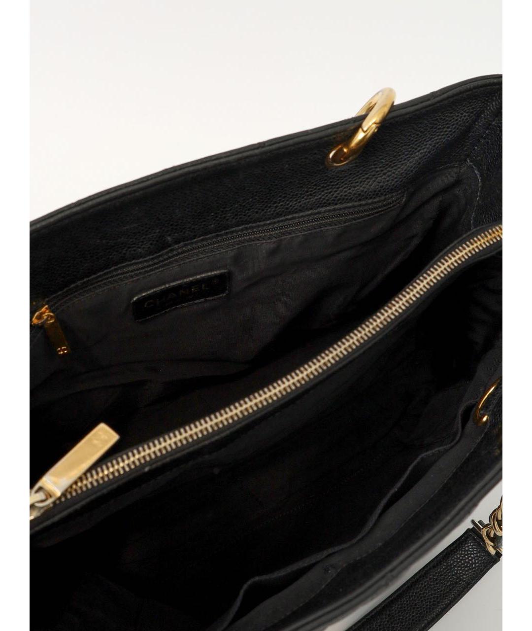 CHANEL Черная кожаная сумка тоут, фото 4