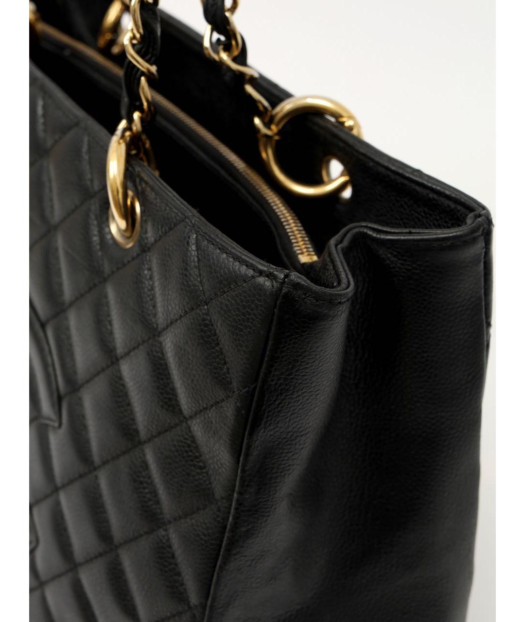 CHANEL Черная кожаная сумка тоут, фото 6