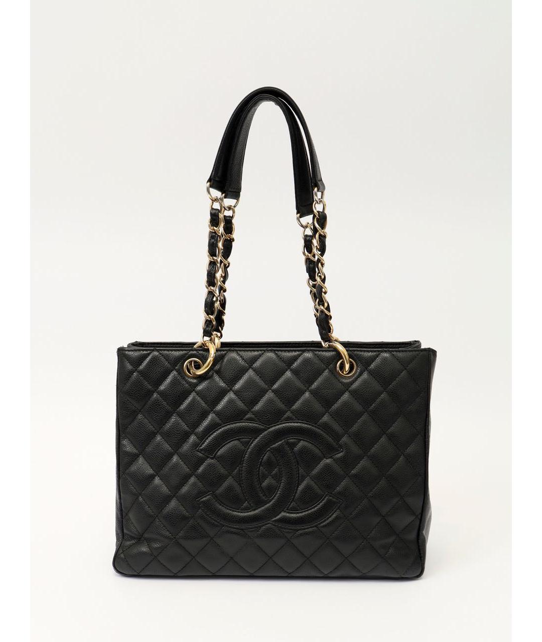 CHANEL Черная кожаная сумка тоут, фото 9