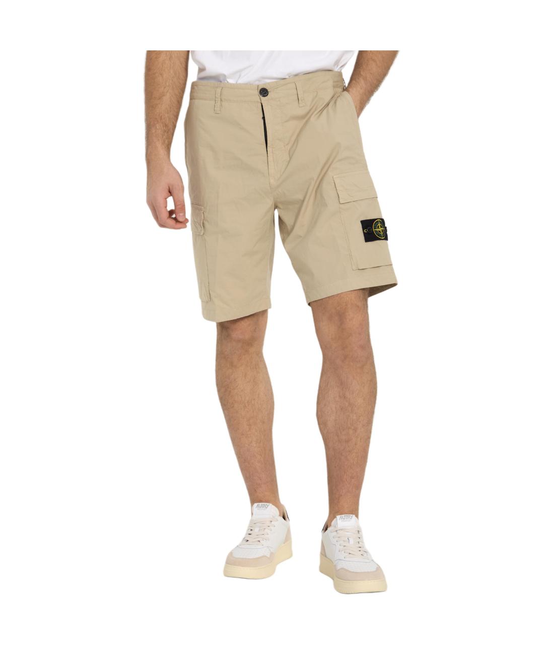 STONE ISLAND Бежевые хлопковые шорты, фото 2